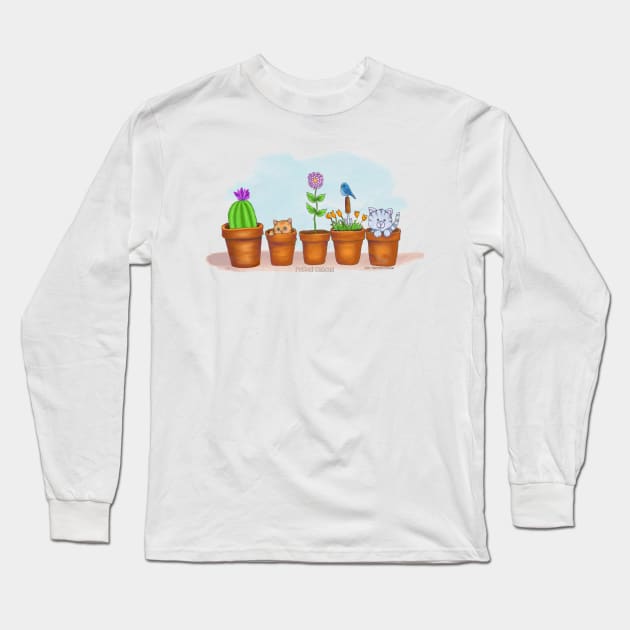 Potted CATcus Long Sleeve T-Shirt by Julie Townsend Studio